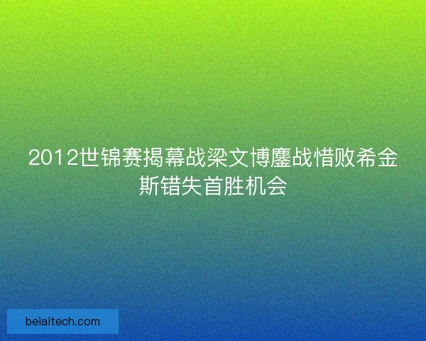 2012世锦赛揭幕战梁文博鏖战惜败希金斯错失首胜机会