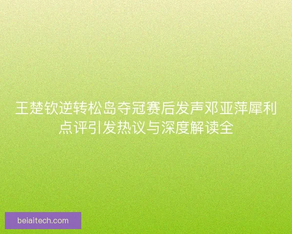 王楚钦逆转松岛夺冠赛后发声邓亚萍犀利点评引发热议与深度解读全
